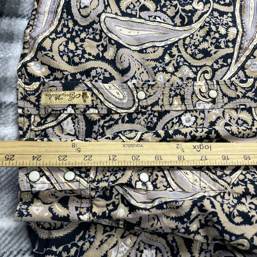 Larry Mahan Shirt Mens M Paisley Blue Pearl Snap Cowboy Collection - Picture 10 of 12
